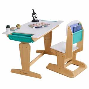 KidKraft ® Nastavitelný psací stůl se židlí Grow Together ™, přírodní barva